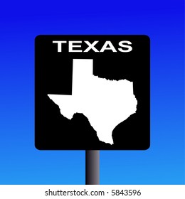 Blank Texas Highway Sign On Blue Illustration