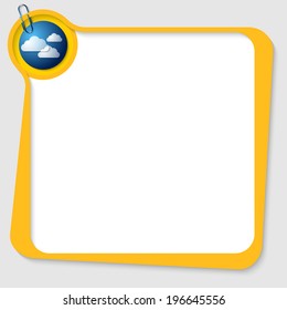 blank text box with clouds and paper clip