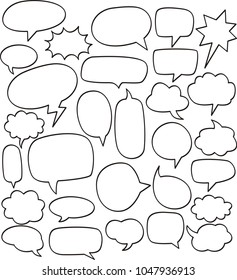 Blank text comic black speech bubbles in pop art style.Comic Speech Bubbles Retro Collection. Vector illustration