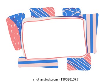 Blank for text. Doodle artistic shapes and graphic textured signs with empty space for a message. Vector template for banner, poster, card, invitation, placard, brochure, flyer, print. 