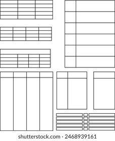 Blank Text Information Line Tables