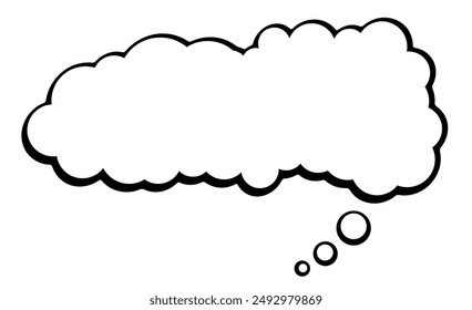 A blank thought bubble in a cloud shape, perfect for adding custom thoughts or messages. Simple and versatile design for various creative and communication purposes.