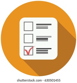 Blank with a tick Icon. flat design. Vector illustration.