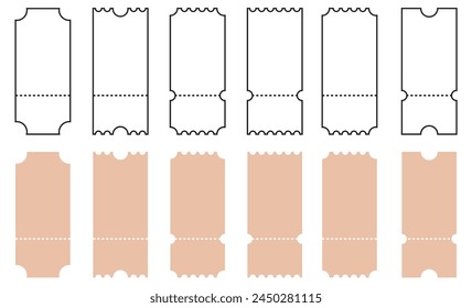 Blank ticket set vector illustration. Pass collecection Isolated on transparent.