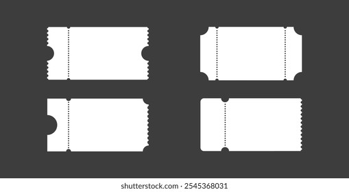 Blank ticket template. Discount coupon, concert, voucher design. Vector illustration
