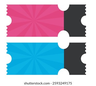 Blank ticket template in pink and blue color.