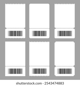 Blank ticket template. Ticket set. Coupon Mockup