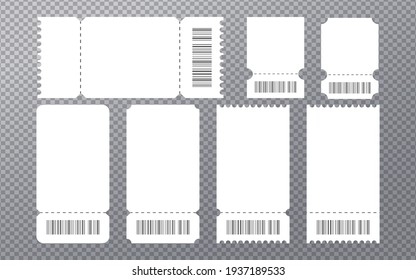 Blank ticket template, Vector coupon, Set of ticket. Eps 10