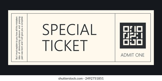 blank ticket template. vector layout of entrance ticket for any events. modern linear design. editable stroke