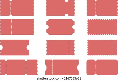 blank tickets or coupons, coupon templates with copy space isolated on white background, vector illustration