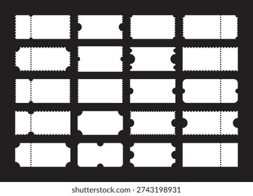 Blank tickets set - Realistic white mockup ticket.