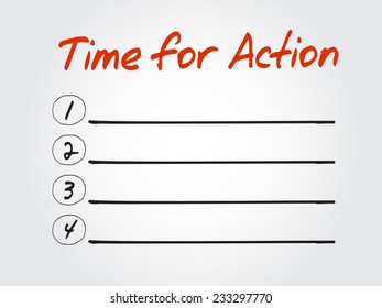Blank Time for Action list, vector concept background