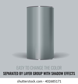 Blank Tincan packaging. Vector Mock up design for gift box, tea, coffee, dry products. Separated by layer group with transparency and shadow effects. Easy to change the color.