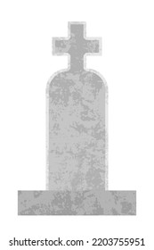 Blank Tombstone At A Cemetery. Empty Grave Stone Vector Illustration.