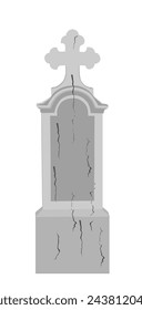 Blank tombstone vector illustration isolated on white background. Gravestone or headstone on graveyard. Rest in peace on cemetery memories.