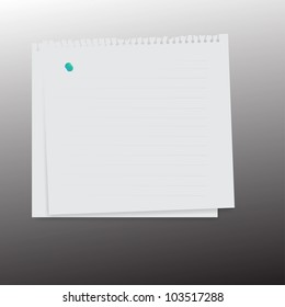Blank  torn paper lined free hand with red pin- vector illustration