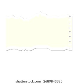 Nota de papel roto en blanco con borde perforado, listo para su mensaje o Elementos de diseño