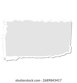Pieza de papel rasgada en blanco con bordes ásperos y sombra sutil, listo para su mensaje creativo