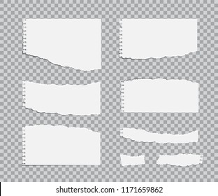 Blank torn paper sheets set. Vector realistic design elements