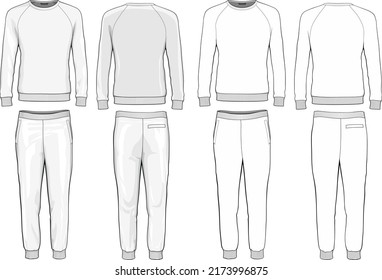 Blank tracksuit consists of pants and sweatshirt for sports 