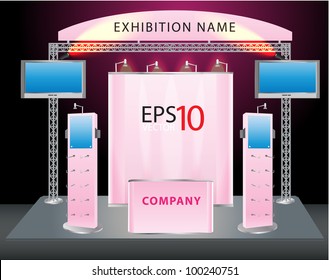 Blank trade exhibition stand and lcd monitor