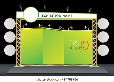 Puesto de exhibición comercial en blanco. plantilla vectorial para trabajo de diseño