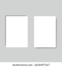Blank Trading Card Mockups with Soft Shadows on Gray Background. Minimalist mockup of blank trading cards with subtle shadows.