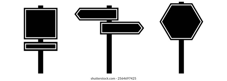 Blank traffic board icon set. empty board icon road sign vector illustration eps 10. 