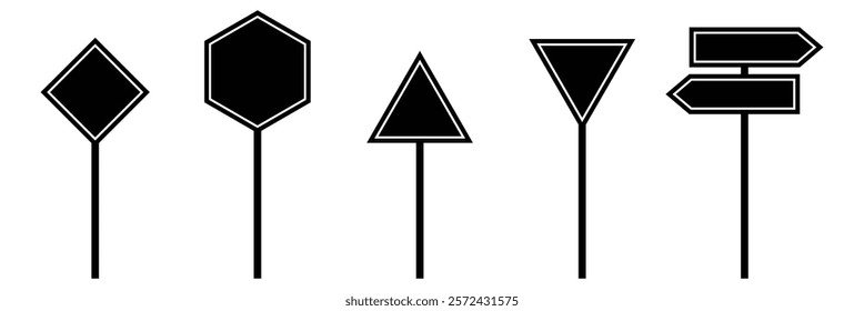 Blank traffic board icon set. Blank traffic board icon. Road sign icon. Blank traffic board icons isolated on white background.