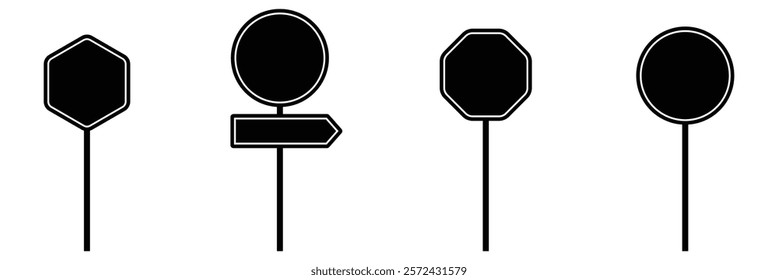Blank traffic board icon set. Blank traffic board icon. Road sign icon. Blank traffic board icons isolated on white background.