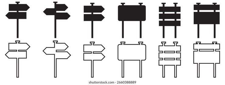 Conjunto de iconos de tablero de tráfico en blanco. icono de tablero vacío Ilustración vectorial de señal de tráfico eps 10.