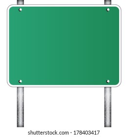 Blank traffic road sign on white