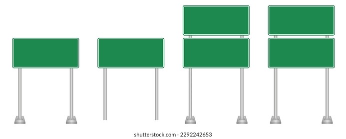 Blank Traffic Sign. Road Sign Board. Street Traffic Sign Set. Vector Illustration Isolated on White Background.