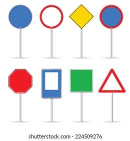 blank traffic sign set one vector illustration