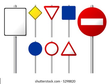 Blank traffic signs isolated over white background