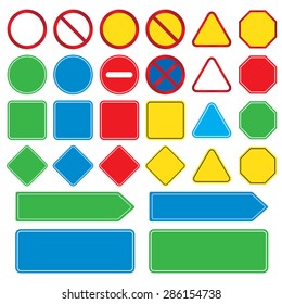 Blank traffic, signs set, easy to edit vector image, illustration vector