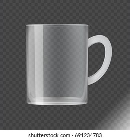 Blank transparent glass cup. Vector illustration