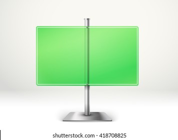 Blank transparent glass information board. Template for a text