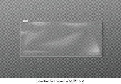 Blank Transparent Plastic Zipper Bag Mockup, Realistic Vector Illustration Isolated On Transparent Background. Realistic Template Of Empty Polythene Container.