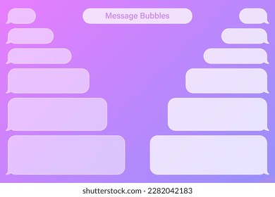 Blank transparent various message bubbles on colorful background. Chat or messenger speech bubble. SMS text frame. Short message sending. Vector illustration