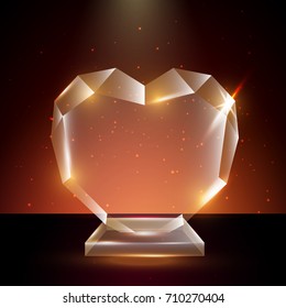 Blank Transparent Vector Acrylic Glass Trophy Award template in Glowing Background