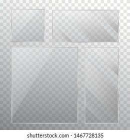 Blank, Transparent vector glass. Vector glass banners on transparent background. - Powered by Shutterstock - Get 15% off with code: PIKWIZARD15