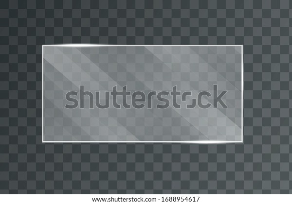 Blank, transparent vector glass\
plate. Photo realistic texture. Vector square glass\
frame.