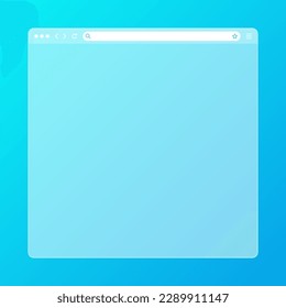 Ventana de navegador web transparente en blanco con barra de herramientas y campo de búsqueda en fondo colorido. Sitio web moderno, página de Internet. Parodia del navegador para computadora, tablet y smartphone. Ilustración del vector