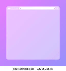 Ventana de navegador web transparente en blanco con barra de herramientas y campo de búsqueda en fondo colorido. Sitio web moderno, página de Internet. Parodia del navegador para computadora, tablet y smartphone. Ilustración del vector