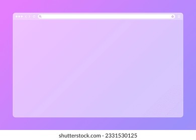 Blank transparent web browser window with toolbar and search field on colorful background. Modern website, internet page. Browser mockup for computer, tablet and smartphone. Vector illustration