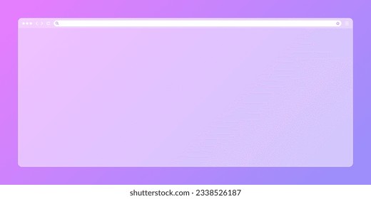 Blank transparent web browser window with toolbar and search field on colorful background. Modern website, internet page. Browser mockup for computer, tablet and smartphone. Vector illustration