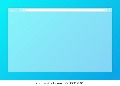 Blank transparent web browser window with toolbar and search field on colorful background. Modern website, internet page. Browser mockup for computer, tablet and smartphone. Vector illustration