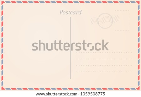 Blank travel card background. Postcard design illustration