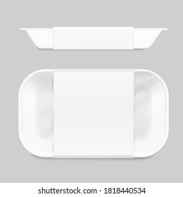 Blank tray container mockup. Top and side view. Vector illustration. Template ready for your design. EPS10.	